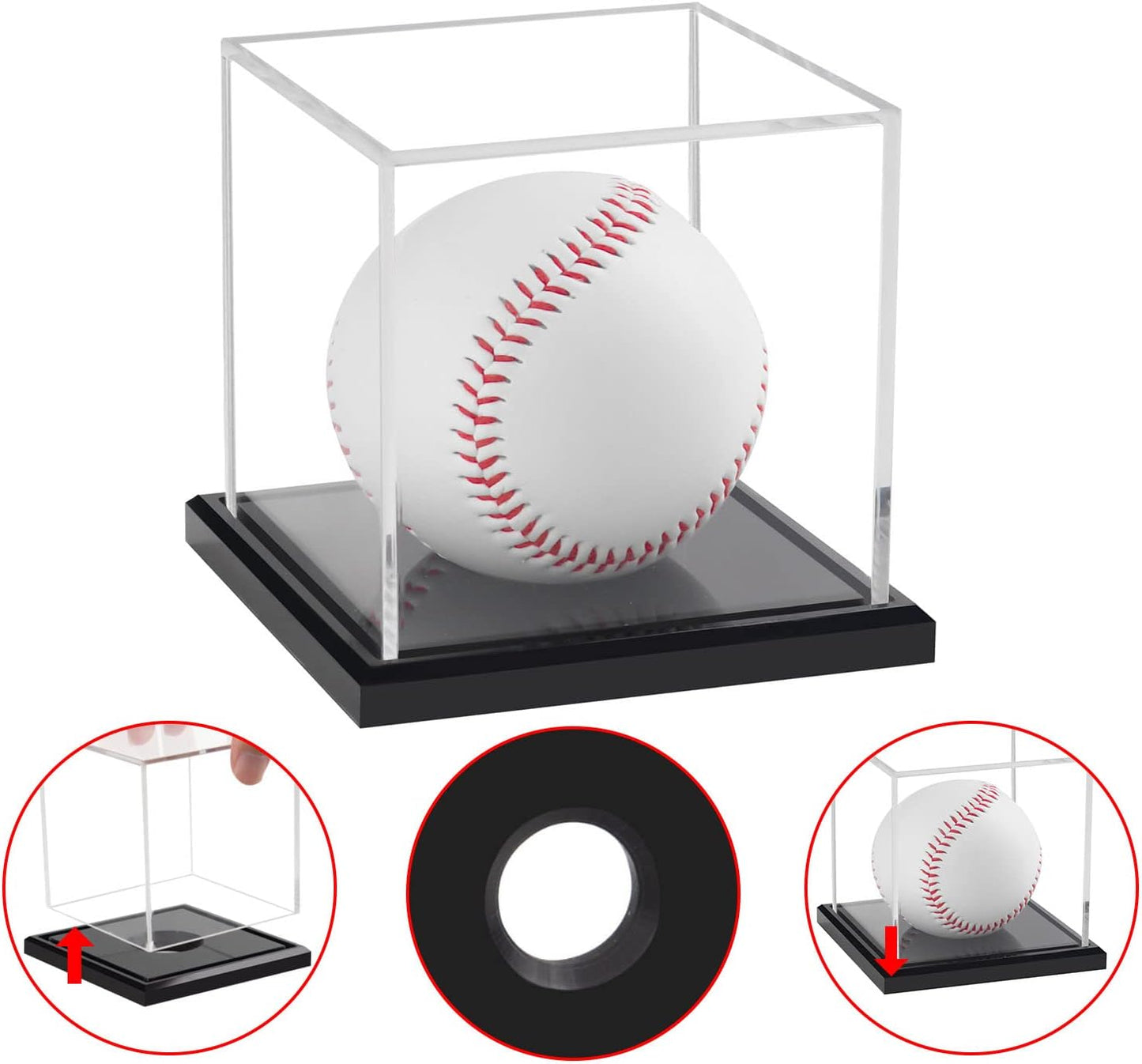 Baseball Display Case, Acrylic Baseball Holder Cube Baseball Box Memorabilia Display Cases for Official Baseball