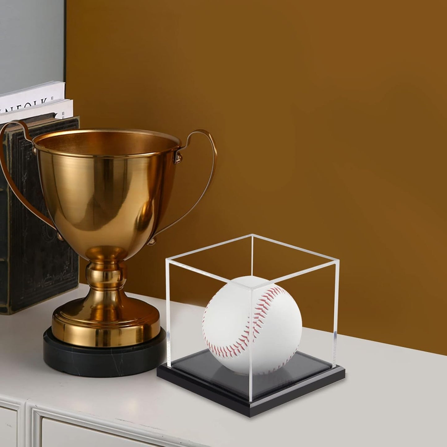 Baseball Display Case, Acrylic Baseball Holder Cube Baseball Box Memorabilia Display Cases for Official Baseball