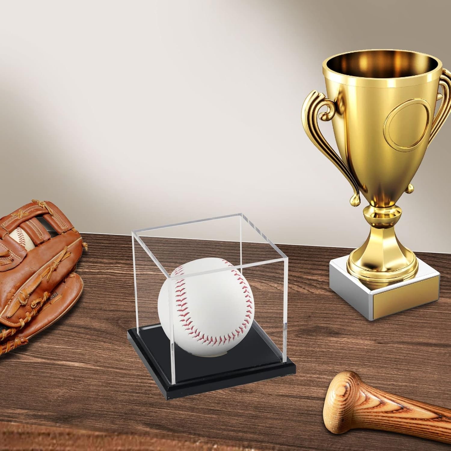 Baseball Display Case, Acrylic Baseball Holder Cube Baseball Box Memorabilia Display Cases for Official Baseball